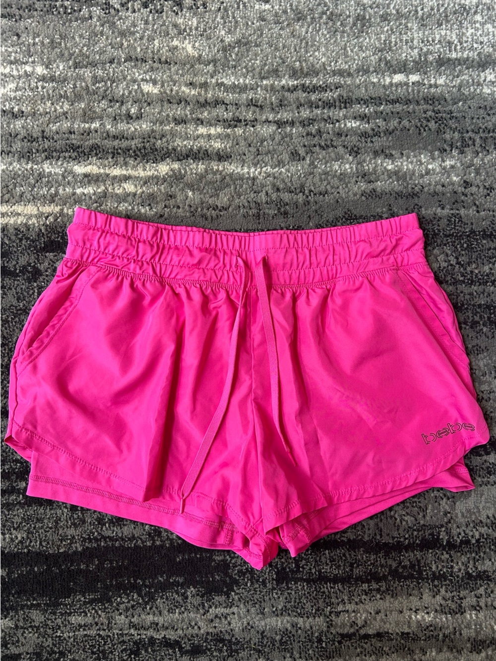 BEBE Hot Pink Double-Layer Running Athletic Shorts